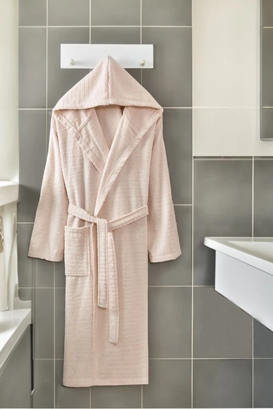 Formeya   Pamuklu Kapüşonlu Bornoz (Unisex Bornoz) - 3