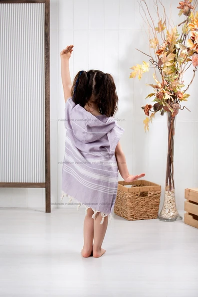 Formeya Çocuk Bornoz Panço Pamuk Plaj Havlusu Peştemal Sarı - 4