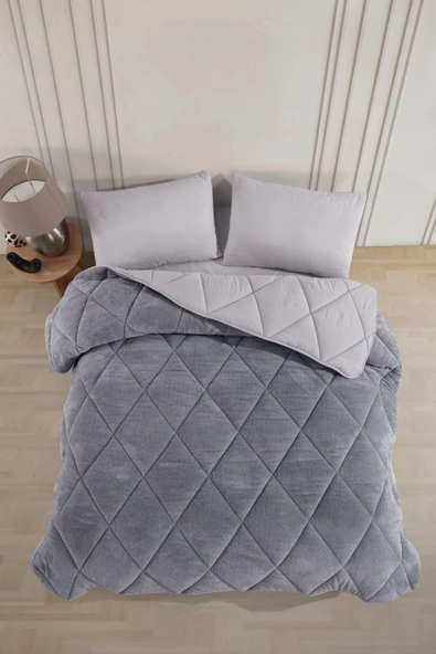 Formeya Çift Kişilik Lüx Gri Çift Taraflı Wellsoft Yorgan 195 X 215 Cm