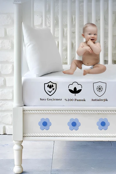 Formeya   Sıvı Geçirmez Bebek Alezi %100 Pamuk Kumaş Çocuk Alezi, Park Yatak ve Beşik Yatağa Uygun Alez - 4