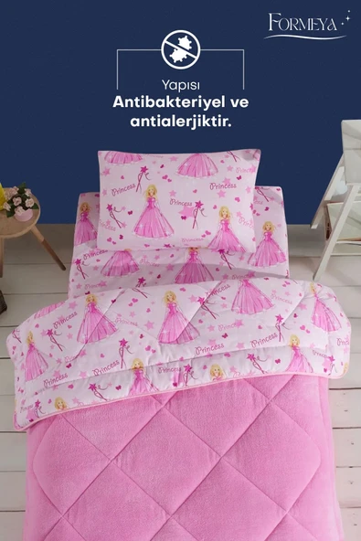 Formeya Princess Desenli Tek Kişilik Çift Taraflı Wellsoft Yorgan ve Yastık Kılıfı Seti (Çarşafsız) - 4