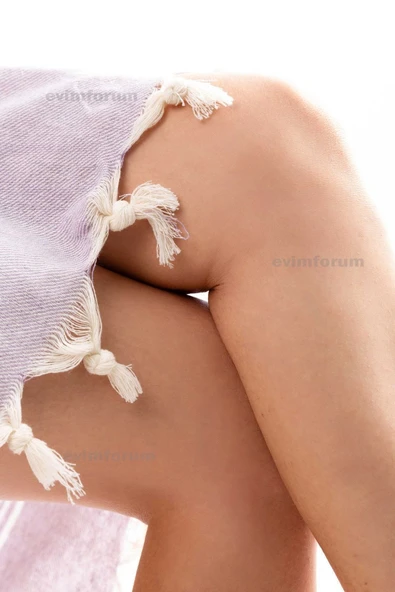 Formeya   Pamuklu Yetişkin Peştemal Panço Bornoz Plaj Havlusu Lila - 2