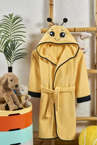 Formeya %100 Pamuk Bebek Çocuk Bornozu Kapüşonlu Nakışlı Hayvan Figürlü Bornoz - 11