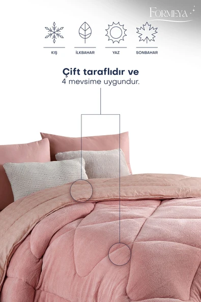 Formeya Çift Kişilik Lüx Gri Çift Taraflı Wellsoft Yorgan 195 X 215 Cm - 7