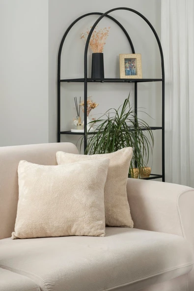 Formeya   Çift Tarafı Wellsoft Kumaş 2'li 44x44 cm Hediyelik Dekoratif Pelüş Kırlent Kılıfı Yastık Kılıfı