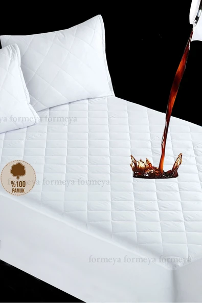 Formeya   Kapitone Fitted Full Kenar Su Sıvı Geçirmez %100 Pamuk Yatak Koruyucu Alez Tek Çift Battal (16 Ebat)