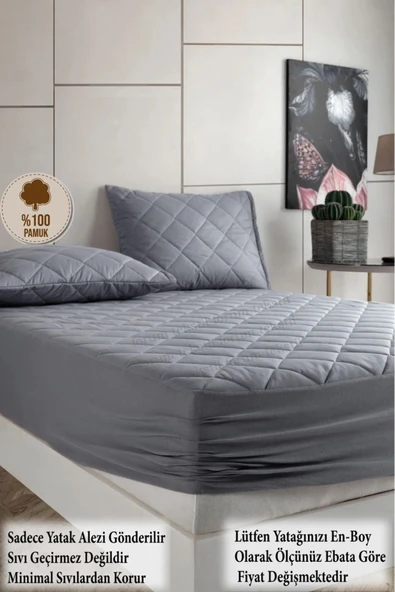 Alez Kahverengi %100 Pamuk Kapitone Yatak Koruyucu Alez Fitted Çarşaf (16 Ebat) - 9
