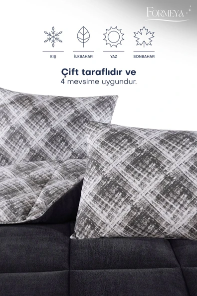 Formeya Tek Kişilik Lüx Wellsoft Yorgan Çift Taraflı Yastık Kılıflı 155x215 cm Yorgan - 8