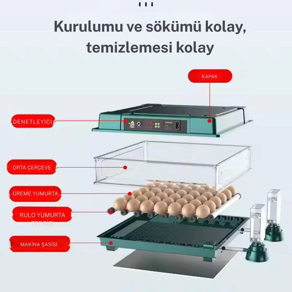 Slim Yeni Model 130’lu Gün Sayaçlı Otomatik Kuluçka Makinesi – Tavuk Kaz Ördek Kuş Yumurtası Uyumlu - 5