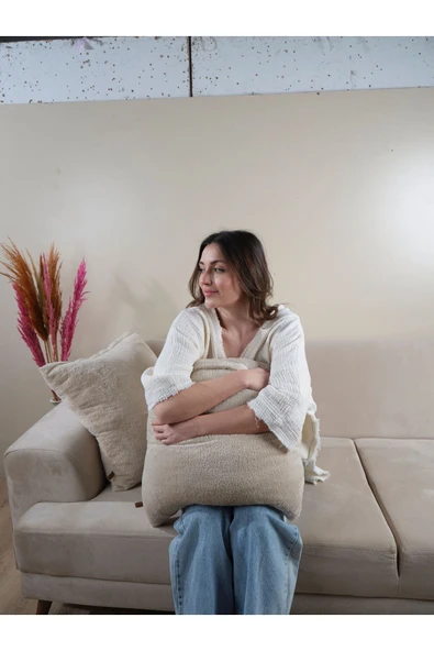 Formeya   Çift Tarafı Wellsoft Kumaş 2'li 44x44 cm Hediyelik Dekoratif Pelüş Kırlent Kılıfı Yastık Kılıfı - 3