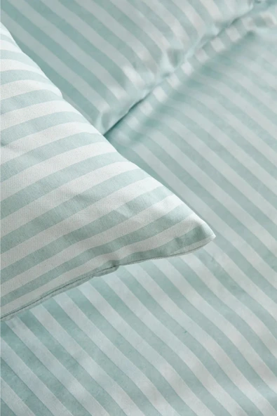 Formeya   Çizgili Lastikli Çarşaflı Çift Kişilik Nevresim Takımı - 7