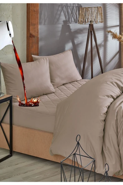 Formeya   Kahverengi Sıvı Geçirmez Kapitone %100 Pamuk Alez Ve Nevresim Set