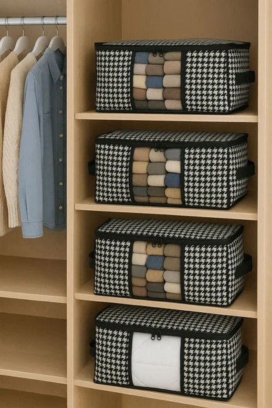 Formeya 4 Adet Lüks Pencereli Çok Amaçlı Dolap Düzenleyici Hurç Çorap Hurcu 34 x 22 x 22 cm - 6