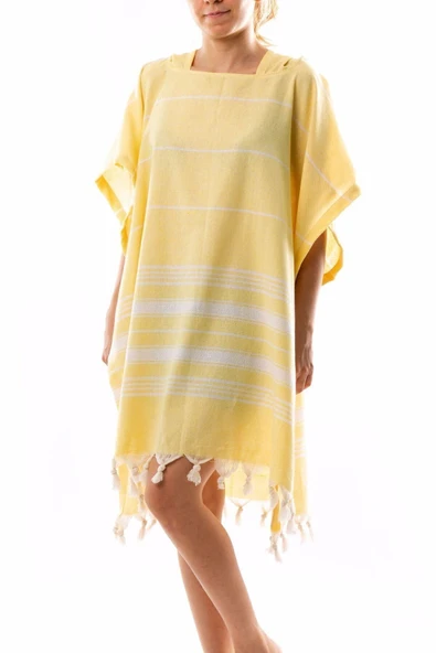 Formeya   Pamuklu Yetişkin Peştemal Panço Bornoz Plaj Havlusu Lila - 9