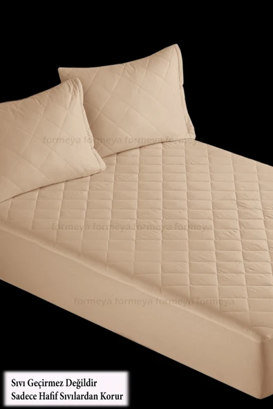 Alez Gri Kapitone Yatak Koruyucu Alez Fitted Çarşaf - 5