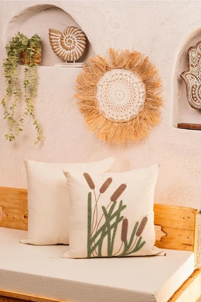 Formeya 2'li Dekoratif Desenli Punch Nakışlı Kırlent Kılıfı 43x43 cm - 3