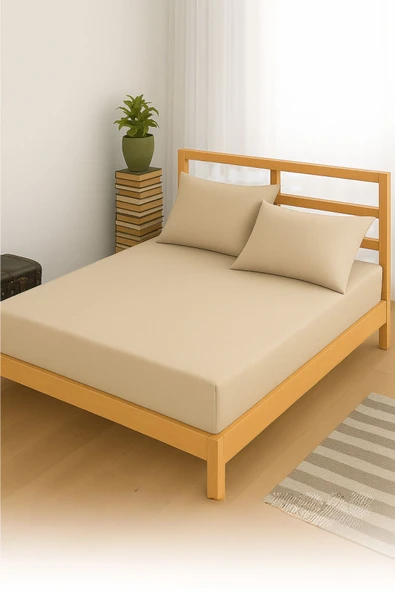 Formeya   Adelya Kahverengi Lastikli Çarşaf Takımı Tek Kişilik Ve Çift Kişilik-(YASTIK KILIFLI)