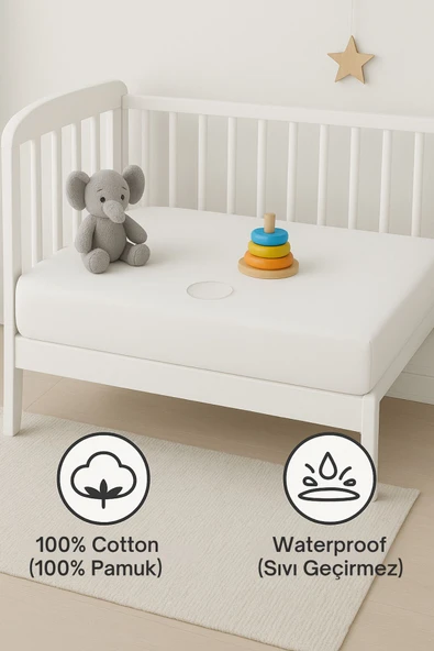 Formeya   Sıvı Geçirmez Bebek Alezi %100 Pamuk Kumaş Çocuk Alezi, Park Yatak ve Beşik Yatağa Uygun Alez