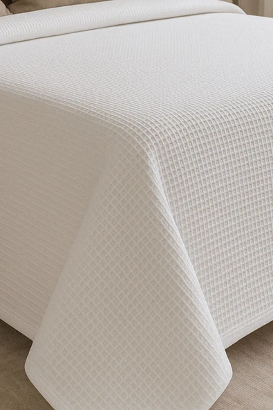 Formeya Renkli Gofret Desen Çift Kişilik Pike Yatak Örtüsü Otel Pike 200x230 cm - 2