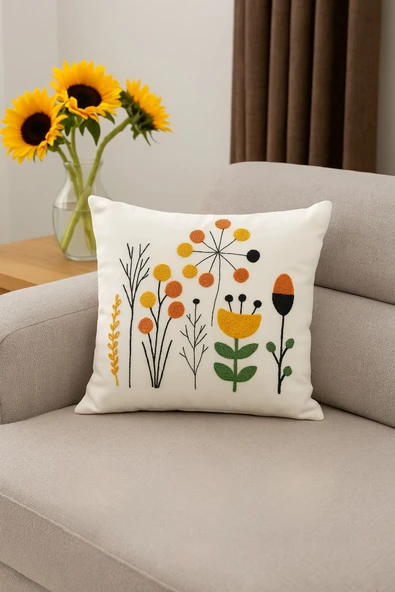 Formeya 2'li Dekoratif Desenli Punch Nakışlı Kırlent Kılıfı 43x43 cm - 5