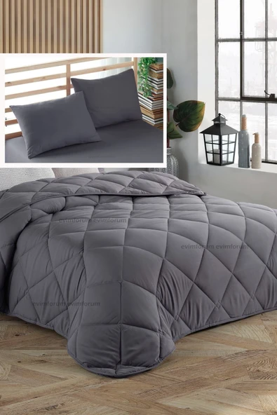 Formeya Antrasit Çift Kişilik Yastık Ve Yorgan Seti-195x215 - 2