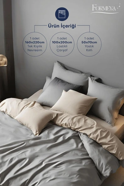 Lastikli Çarşaflı Nevresim Takımı Tek Kişilik ( 1 Adet Yastık Kılıflı) - 11