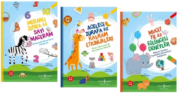 OKUL ÖNCESİ MERAKLI ZEBRA İLE SAYI MACERAM - ACELECİ ZÜRAFA İLE KAVRAM ETKİNLİKLERİ - MUCİT FİL İLE EĞLENCELİ DENEYLER ( ürün görseli