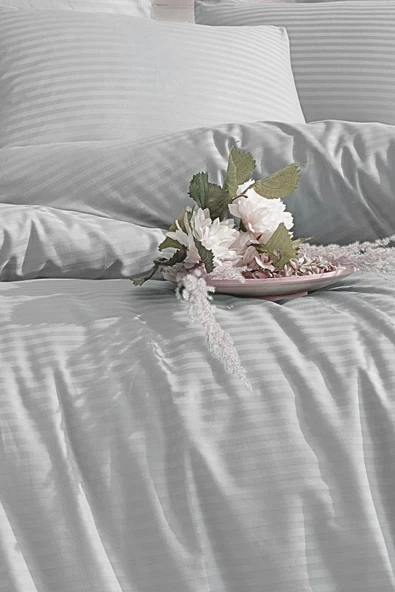 Formeya   Çizgili Lastikli Çarşaflı Çift Kişilik Nevresim Takımı - 10