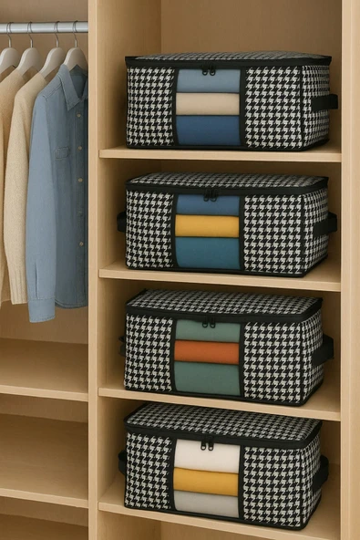 Formeya Orta Boy Lüks Pencereli Kazak-pike-battaniye Hurcu Dolap Düzenleyici Hurç 40 X 40 X 30 Cm - 4 Adet - 2