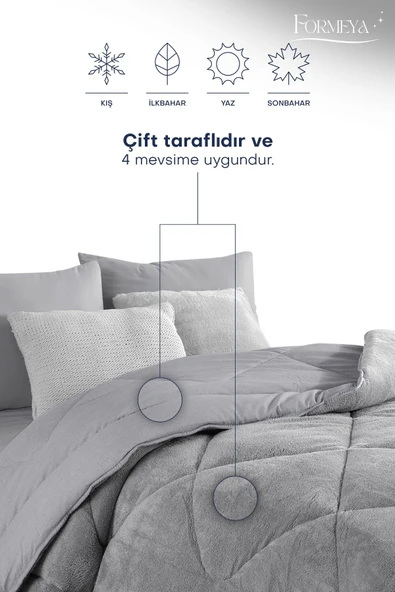 Formeya   Tek Kişilik Lüx Kahverengi Wellsoft Yorgan Çift Taraflı 155x215 - 11