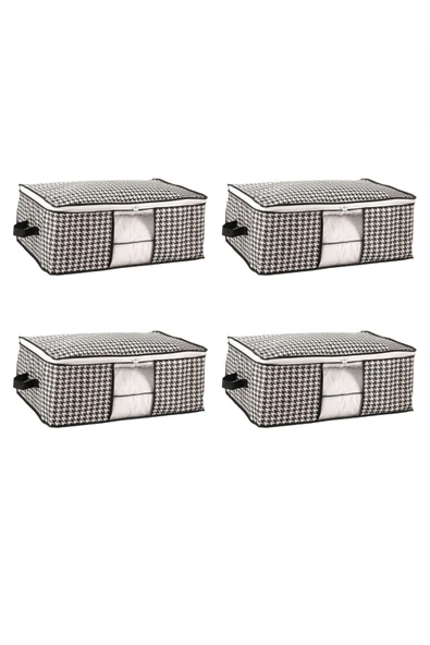 Formeya Baza ve Yatak Altı Uyumlu 4 Adet Lüks Pencereli Dolap Düzenleyici Hurç Baza Altı Hurç - 5