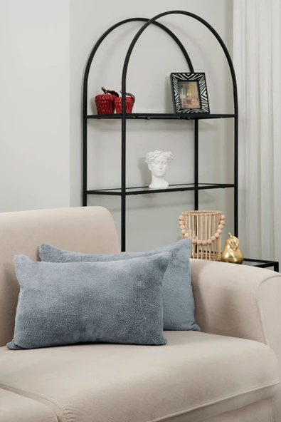 Formeya   Çift Tarafı Wellsoft Kumaş 2'li 35x55 cm Hediyelik Dekoratif Pelüş Kırlent Kılıfı Yastık Kılıfı