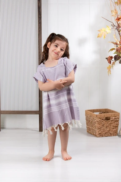 Formeya Çocuk Bornoz Panço Pamuk Plaj Havlusu Peştemal Sarı - 3