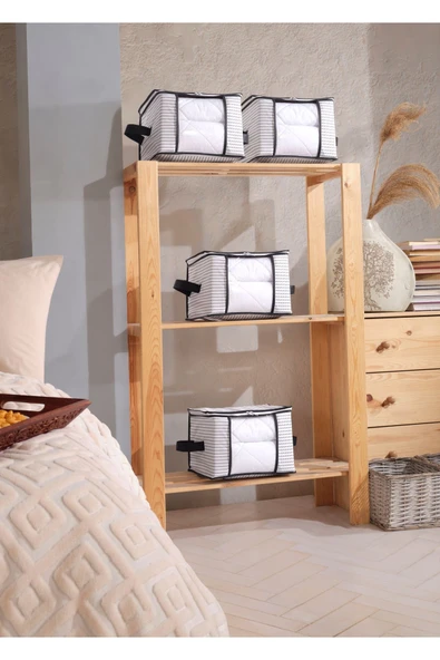 Formeya 4 Adet Lüks Pencereli Çok Amaçlı Dolap Düzenleyici Hurç Çorap Hurcu 34 x 22 x 22 cm - 3