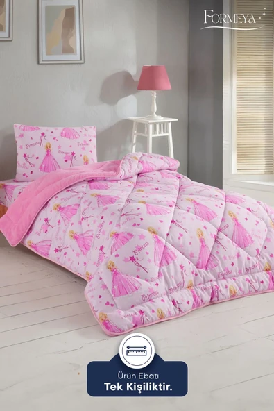 Formeya Princess Desenli Tek Kişilik Çift Taraflı Wellsoft Yorgan ve Yastık Kılıfı Seti (Çarşafsız) - 3
