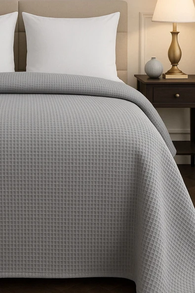 Formeya Renkli Gofret Desen Çift Kişilik Pike Yatak Örtüsü Otel Pike 200x230 cm - 5