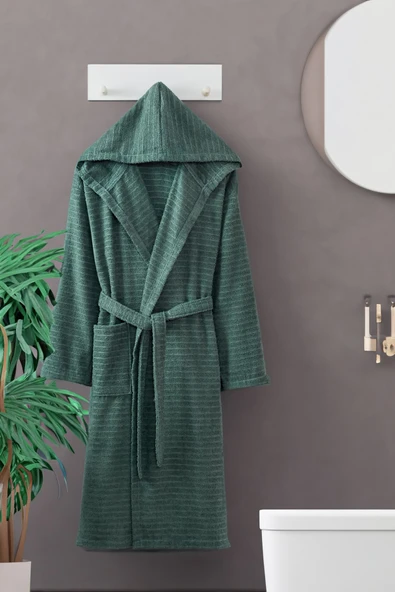Pamuklu Kapüşonlu Bornoz (Unisex Bornoz) - 9