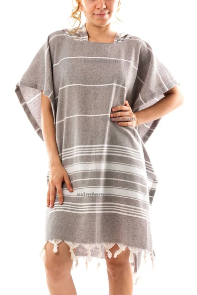 Formeya   Pamuklu Yetişkin Peştemal Panço Bornoz Plaj Havlusu Lila - 3