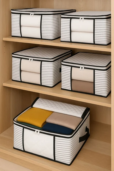 Formeya Orta Boy Lüks Pencereli Kazak-pike-battaniye Hurcu Dolap Düzenleyici Hurç 40 X 40 X 30 Cm - 4 Adet - 7