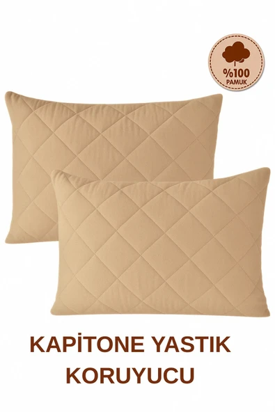 Pamukkale Alez Kahverengi %100 Pamuk Kapitone Yastık Koruyucu Alez 2 Adet - 3
