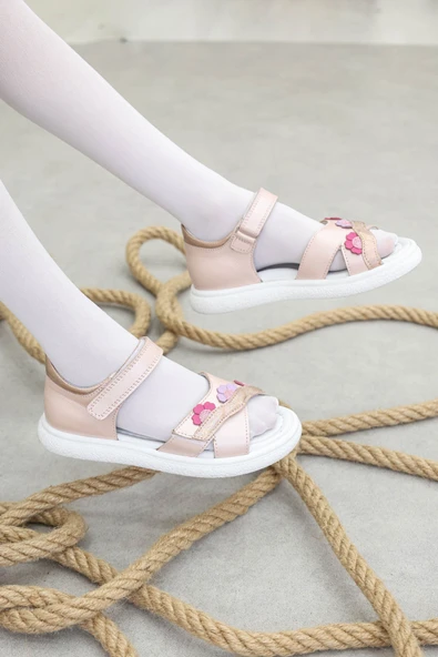 Hakiki Deri  Kız Çocuk Klasik Sandalet 612XA977 - Resim 5