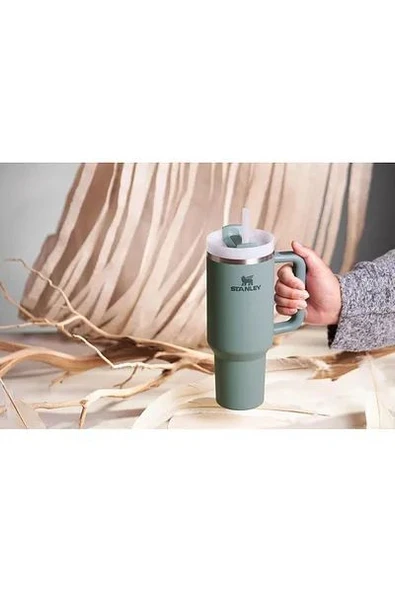 Stanley Quencher Açık Pembe 1.18 lt Pipetli Termos Bardak - Açık Yeşil
