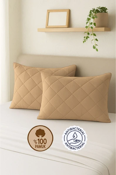 Formeya Pamukkale Alez Kahverengi %100 Pamuk Kapitone Yastık Koruyucu Alez 2 Adet