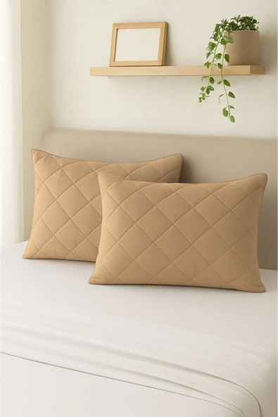 Formeya Pamukkale Alez Kahverengi %100 Pamuk Kapitone Yastık Koruyucu Alez 2 Adet - 2