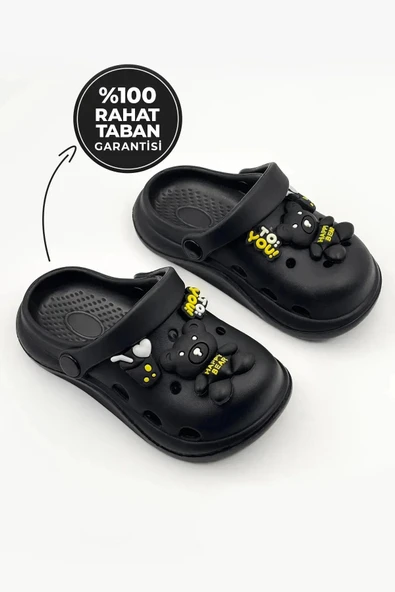 Çocuk Emojili Cross Terlik Bahçe Terliği Plaj Sahil Banyo Terliği 26-27-28-29-30-31-32-33-34-35 NUMARA