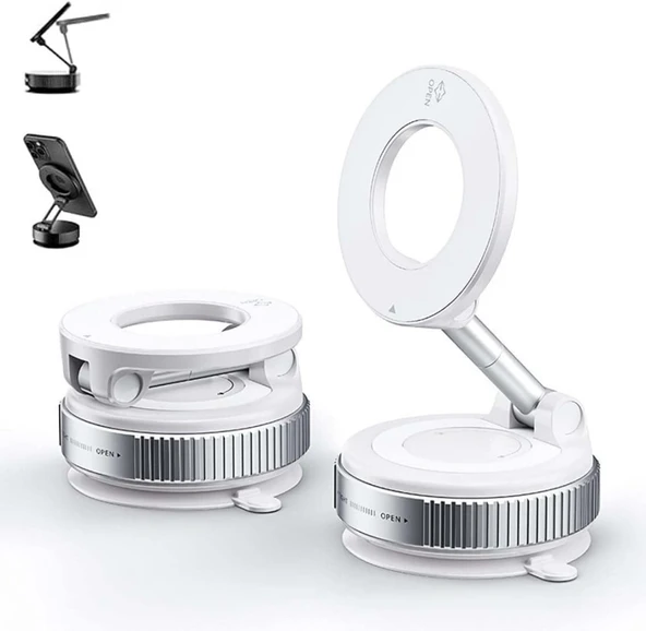 Manyetik Magsafe ile Uyumlu 360 Dönen Ayarlanabilir Araç İçi Telefon Tutucu Vakumlu Katlanabilir K007 - 3