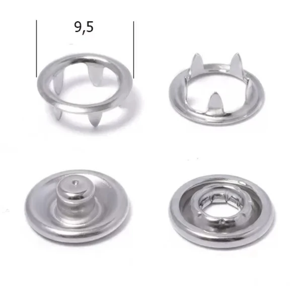 9,5mm Gömlek ve Bebe Çıtçıt Seti 10 Takım Nikel (GÜMÜŞ) Renk Klikıt