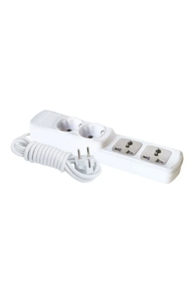 F196B – 2+2 Universal Grup Priz 3 Metre | Orta Mesafe ve Kullanışlı Tasarım
