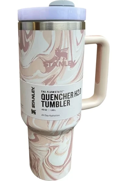 Stanley Quencher Açık Pembe 1.18 lt Pipetli Termos Bardak - Krem-Kahve