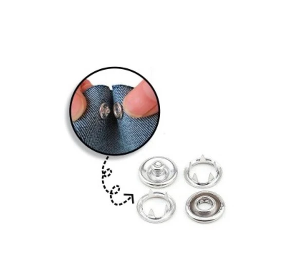 9,5mm Gömlek ve Bebe Çıtçıt Seti 10 Takım Nikel (GÜMÜŞ) Renk Klikıt - 3